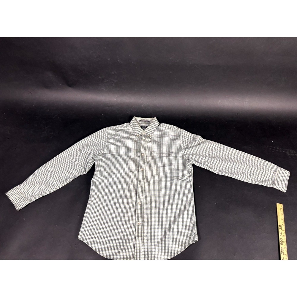 Eddie Bauer Shirt Mens Medium Green Blue Gingham Long Sleeve Classic Button-Down